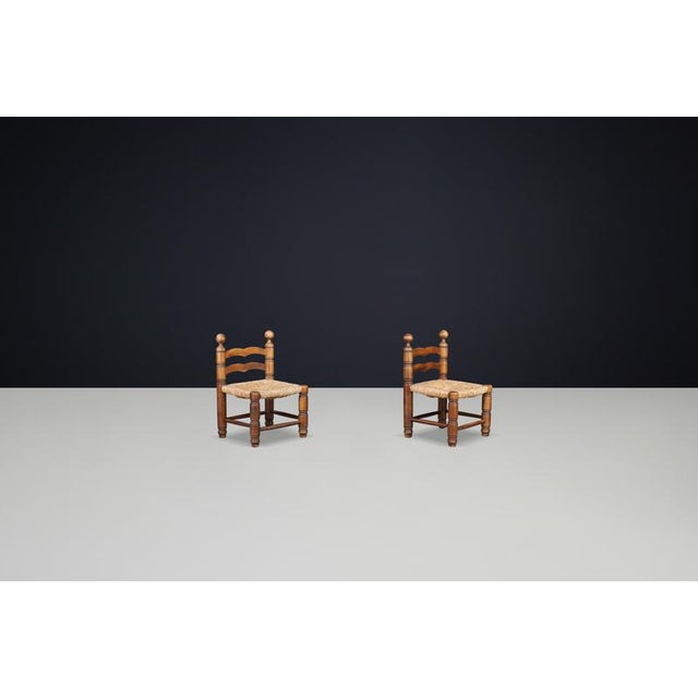 Wood Set of Vintage French Fireplace Chairs in Beech from Charles Dudouyt, 1940 For Sale - Image 7 of 11