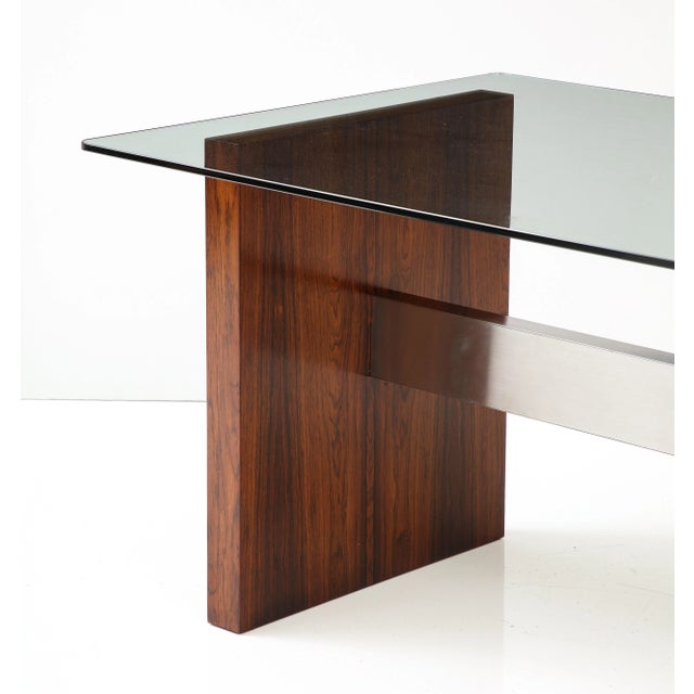 Mid-Century Modern Vladimir Kagan Rosewood and Aluminum Desk/Dining Table For Sale - Image 3 of 12