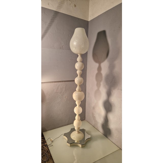 Floor Lamp in Pulegoso Wood and Glass with Mirrored Base from Barovier & Toso, 1940s For Sale - Image 4 of 12