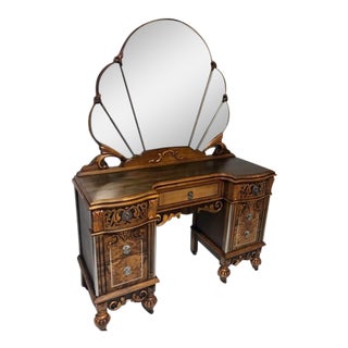 Art Nouveau Wooden Vanity and Mirror For Sale