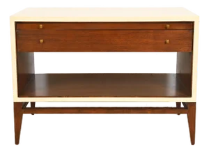 Barbara Barry for Henredon Modern Walnut and Cream Lacquered Console or Media Cabinet