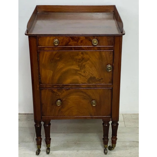 Wood Late 19th Century George III Mahogany Bedside Nightstand, English C1820 For Sale - Image 7 of 8