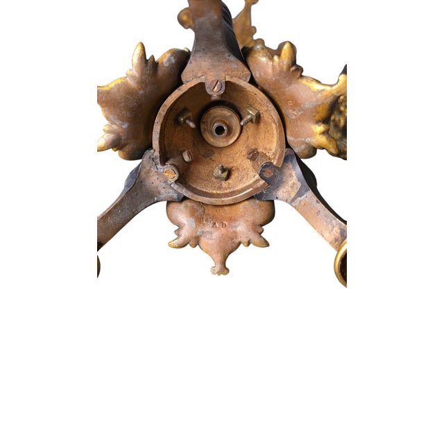 Metal Pair of French Neo-Grec Gilt and Patinated Bronze Five-Light Candelabra, Cast by the Auguste-Maximilien Delafontaine Foundry, Paris, Circa 1870–1885. For Sale - Image 7 of 8