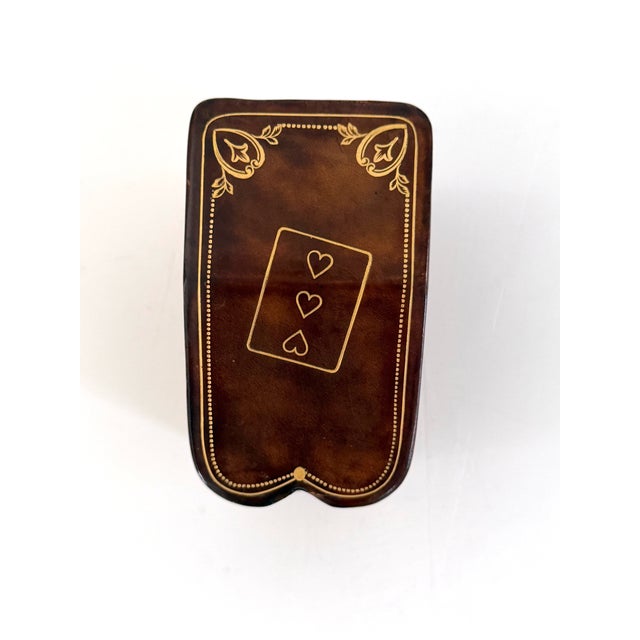 Vintage Italian Gilt Tooled Leather Card Box For Sale In Houston - Image 6 of 13