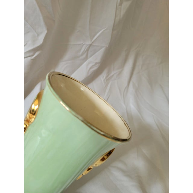 1950s 1950s Mid-Century Boch Freres Gilded Mint Green Vase For Sale - Image 5 of 11