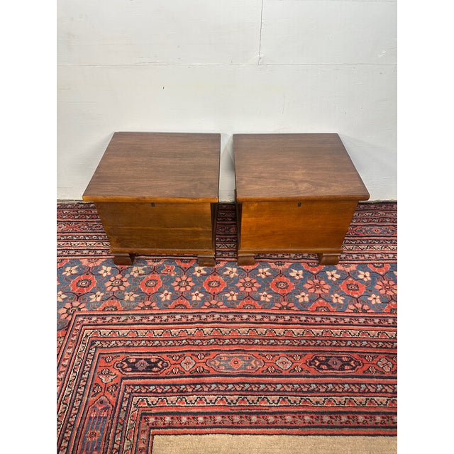 2000 - 2009 Pair of Pottery Barn Wood Storage Cubes With Top Lift For Sale - Image 5 of 9