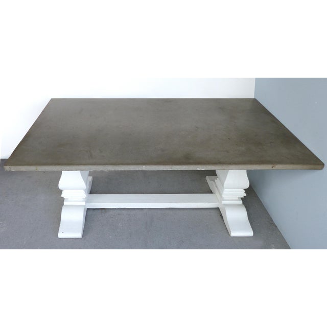 Polished Concrete Slab Dining Table With Painted Wood Base Chairish