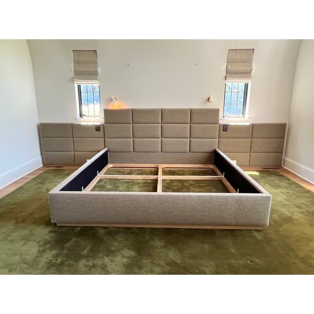 A bespoke king bed frame designed by AD100 designer Andrew Mellone of Studio Mellone, showcasing the designer's signature...