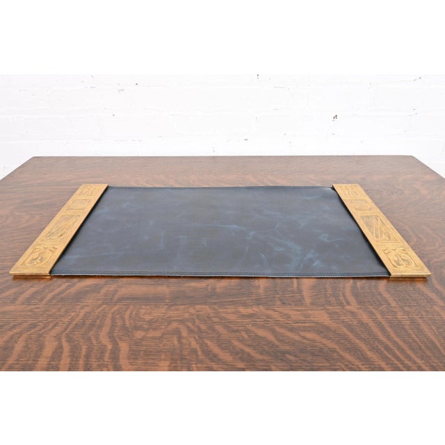 A rare and exceptional pair of Art Deco or Arts & Crafts period gilt bronze "Nautical" pattern blotter ends, with a custom...