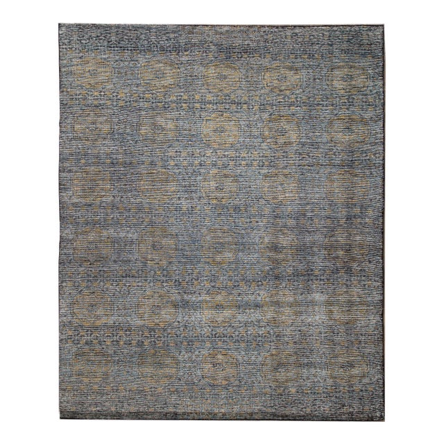 Modern Soumak Style Wool Rug Handmade Gray With Allover Design For Sale