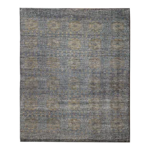 Modern Soumak Style Wool Rug Handmade Gray With Allover Design
