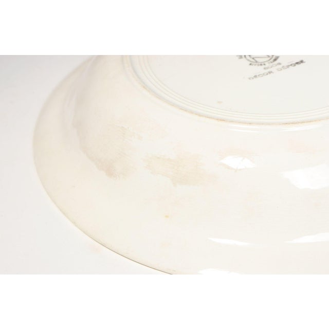 Vintage French Raspberry Tartan Plaid Porcelain Bowl by Faïencerie Givors For Sale - Image 14 of 15