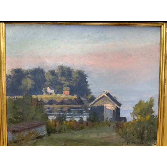 The product is an original oil painting by artist John Phillip Osborne, titled "Morning Glow." Measuring 16x20 inches, the...