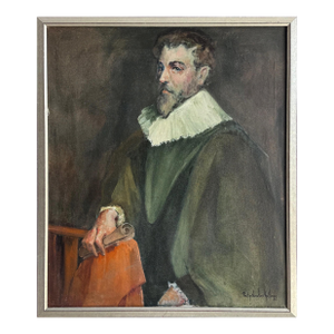 Vintage Classical Shakespearean Pose Portrait Oil Painting, Vintage Frame