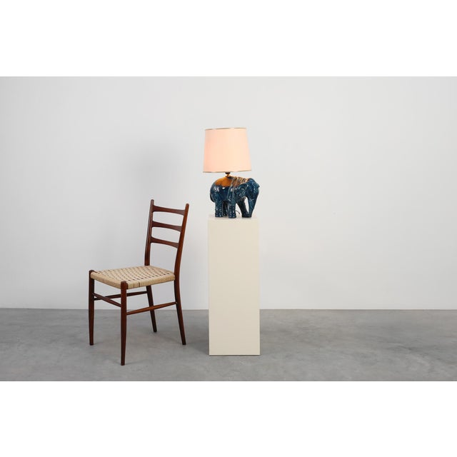 Mid-Century Modern Hollywood Regency Blue Elephant Ceramic Table Lamp, Belgium, 1970s For Sale - Image 3 of 12