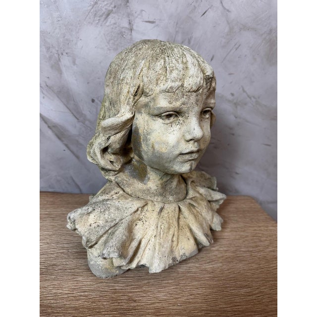 1950s Cement Bust of Girl, 1950s For Sale - Image 5 of 12