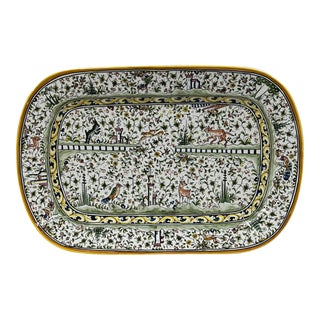 Hand Painted Portuguese Faience Platter Depicting a Forest Scene For Sale