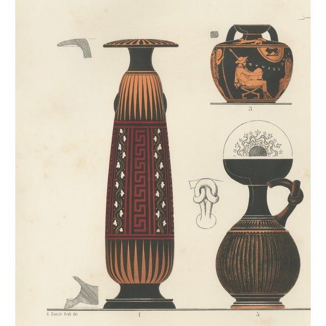 Late 19th Century Albert Genick, Greek Bottles & Jugs with Classical Figures, 1883, Lithograph For Sale - Image 5 of 9