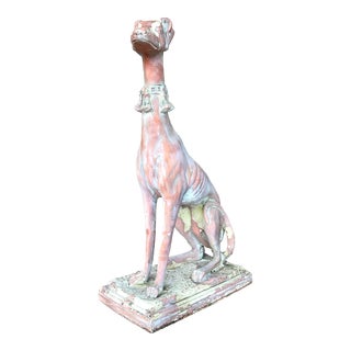 Vintage Boho Patinated Resin Greyhound Statue For Sale
