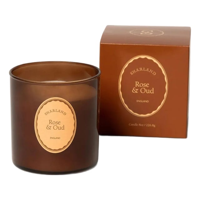 Sharland England Rose & Oud 8 oz Candle For Sale