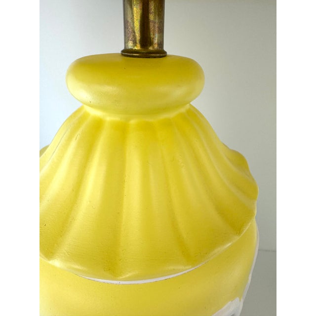 Boho Chic Vintage Mid-Century Ceramic Table Lamps in Sunny Yellow, a Pair For Sale - Image 3 of 11