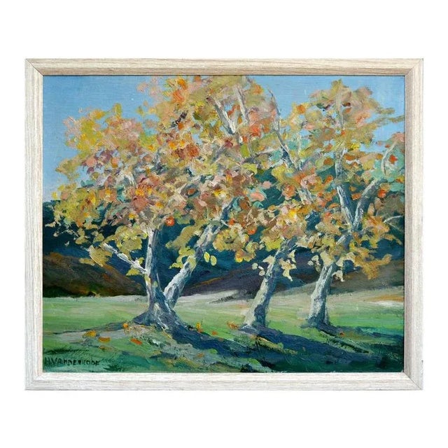 Late 20th Century "Carmel Valley Sycamores" Landscape Oil Painting, Framed For Sale - Image 4 of 4
