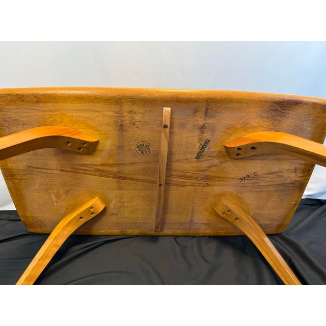 Wood Vintage MCM Authentic Heywood-Wakefield 319-G Champagne Coffee Table Signed For Sale - Image 7 of 12