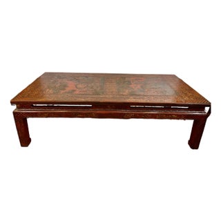 Chinoiserie Coffee Table, Hand Carved Lacquer, French, 1940s For Sale