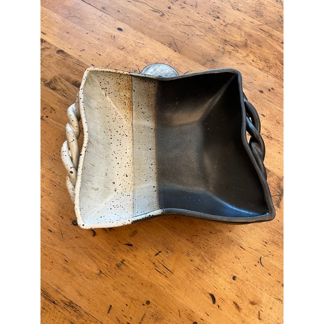 Vintage Studio Pottery Square Serving Bowl With Handles For Sale In Denver - Image 6 of 9