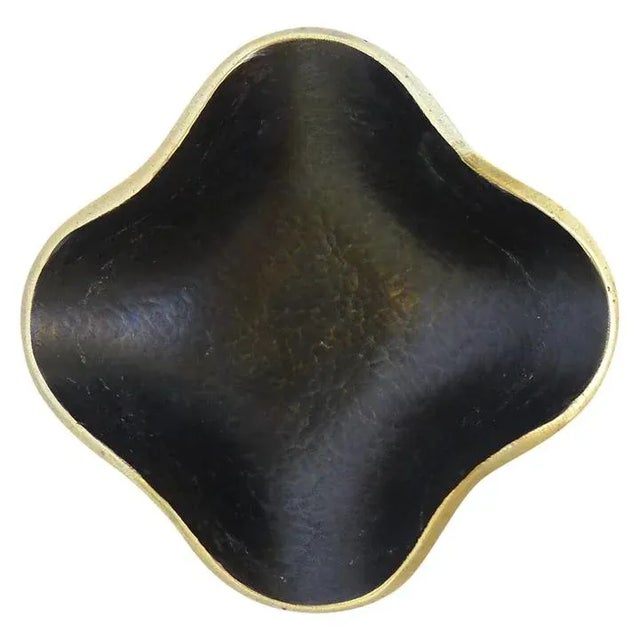 Small four-sided brass bowl with black patina designed by Walter Bosse.