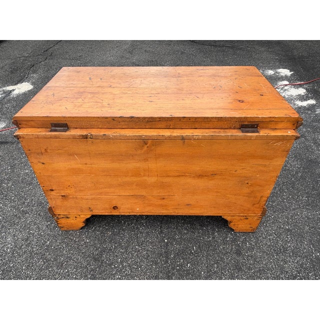 Tan 19th C. Highly Detailed English Pine Blanket Chest For Sale - Image 8 of 13