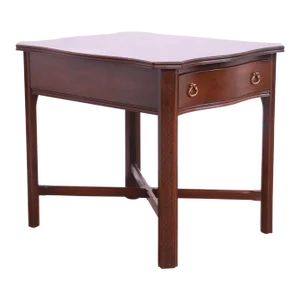 Late 20th Century Ethan Allen Georgian Carved Cherry Wood Tea Table or Occasional Side Table