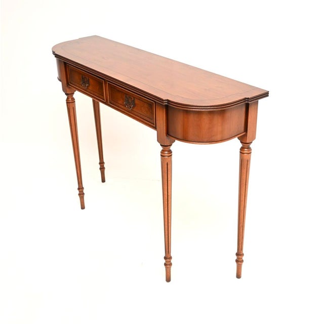 Vintage Regency Style Console Table in Yew Wood, 1950 For Sale - Image 4 of 10