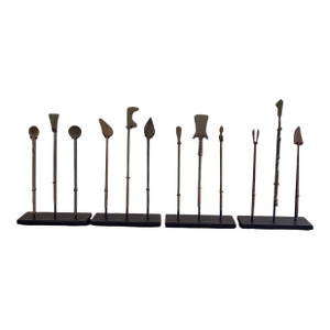 Collection of Twelve Ancient Roman Bronze Medical Instruments on Custom Museum Mounts
