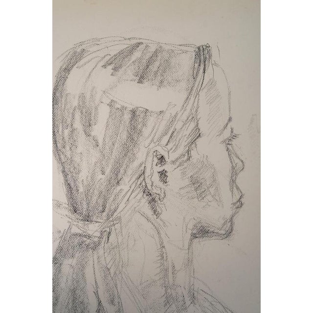 Unknown, Depicting the Face of a Young Woman, 20th Century, Drawing on Paper For Sale - Image 6 of 7