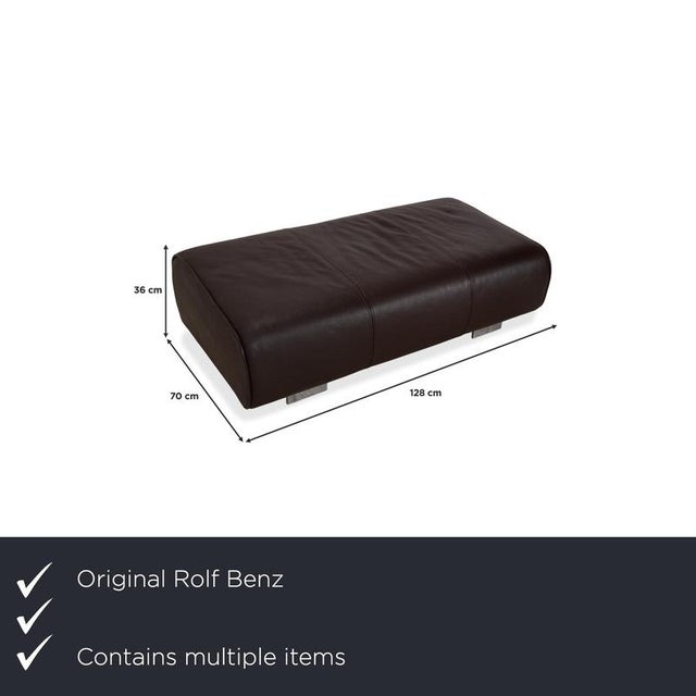 Modern Model 6300 4-Seater Sofa and Ottoman in Brown Leather from Rolf Benz, Set of 2 For Sale - Image 3 of 18
