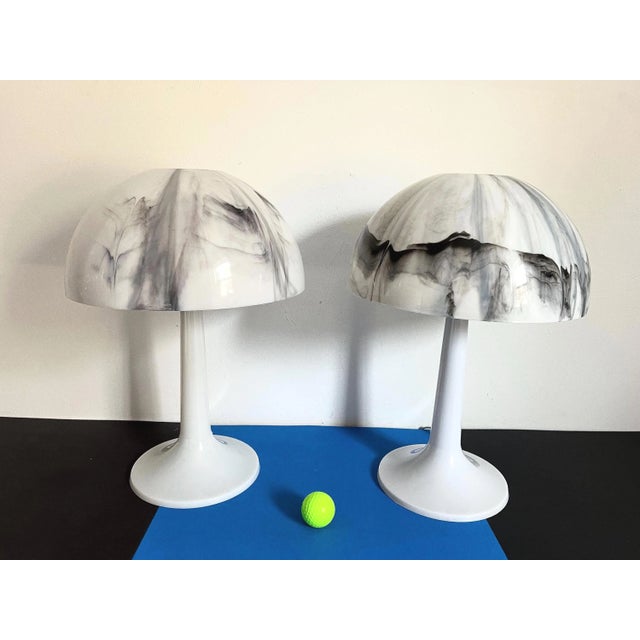 1970s 1970s Marbled Mushroom Lamps, Pair For Sale - Image 5 of 18