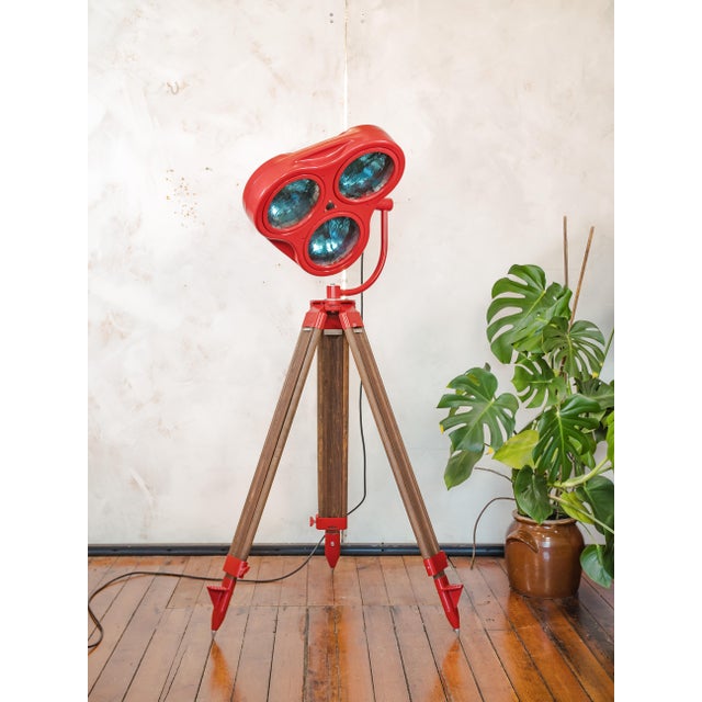 Surgical Hospital Spotlight Floor Lamp on Wooden Tripod from Heraeus Hanaulux, 1990s For Sale - Image 6 of 16