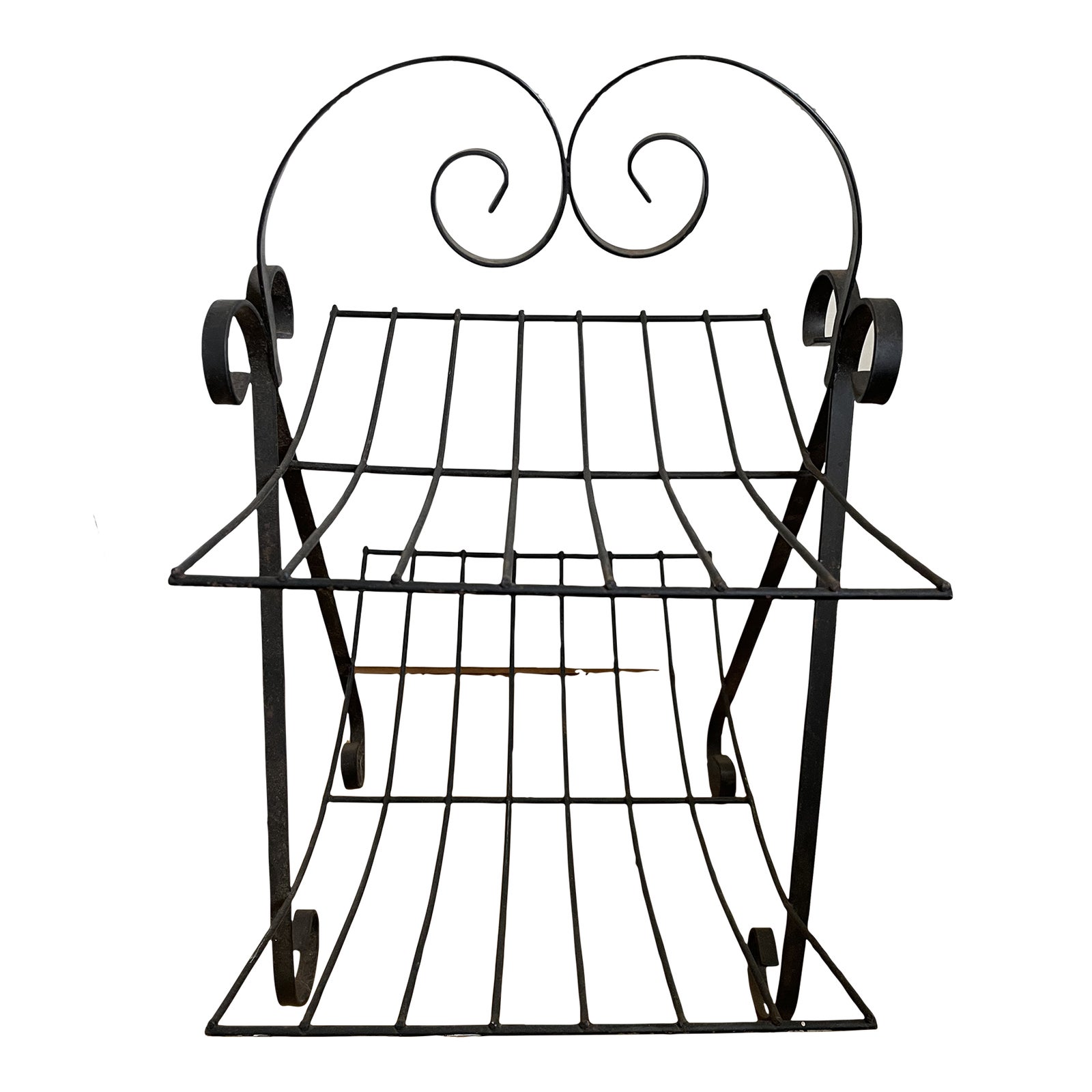 Vintage 1960’s Black Wrought Iron Magazine Rack Chairish