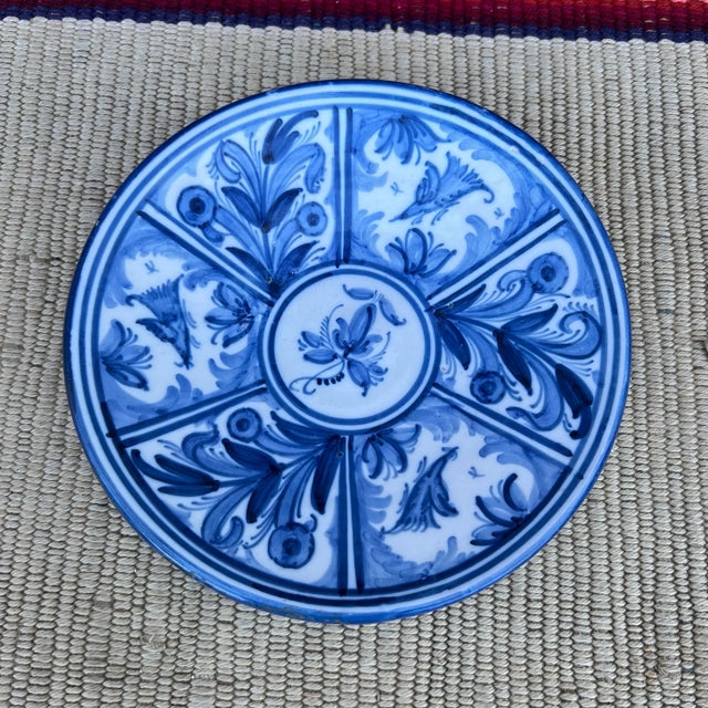 Vintage Guertes Sevilla Talavera Blue and White Decorated Plate, Spain, Circa 1970's For Sale - Image 11 of 12
