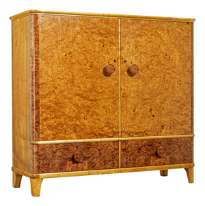Mid-Century Swedish Burr Elm Cabinet, 1940s