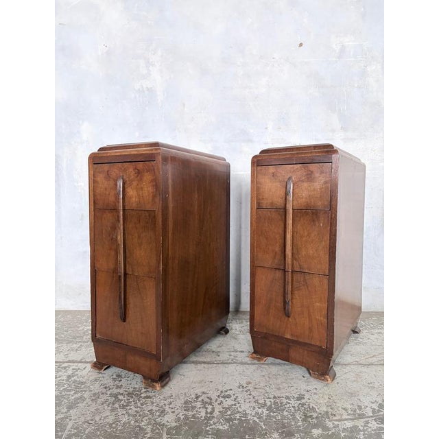 1930s Art Deco Walnut Bedside Cabinets, 1930s, Set of 2 For Sale - Image 5 of 9