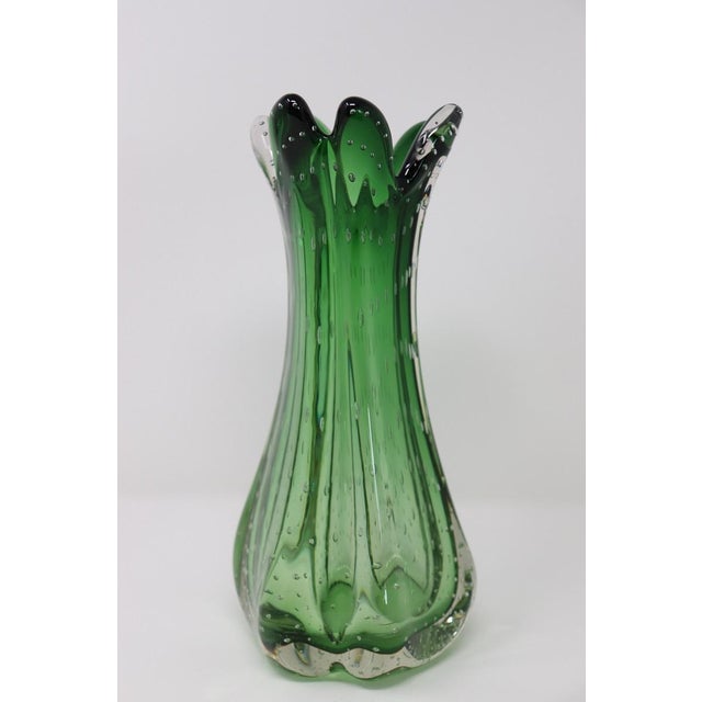Italian Vase in Green Murano Art Glass, 1960s For Sale - Image 10 of 11