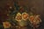 France / 1940 / Painting / wood, canvas / Mid-century / Vintage An oil painting featuring a vibrant bouquet of roses and...