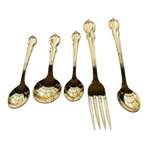 Vintage Rogers Bros Gold Plated Reflection Mixed Size Flatware 5 Pieces Set