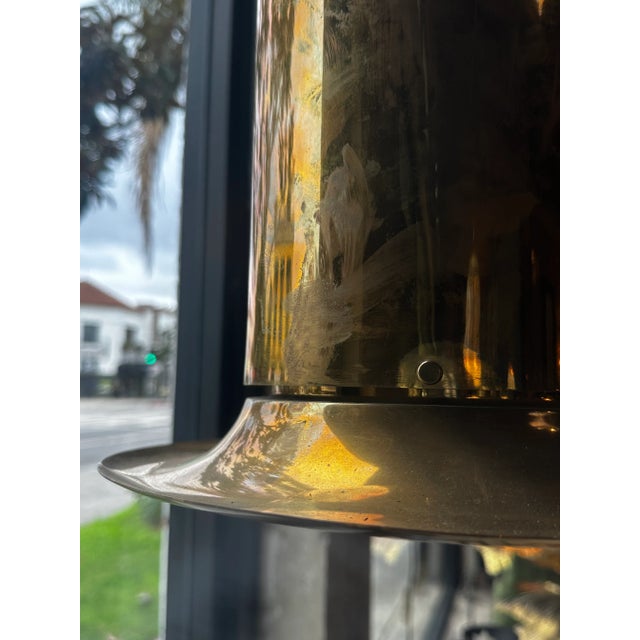 Mid-Century Modern Mid-Century Modern Italian Brass Hat Pendant 1950 For Sale - Image 3 of 4
