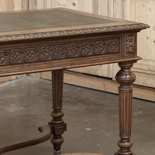 19th Century French Neoclassical Walnut Desk ~ Double Faced For Sale - Image 10 of 18