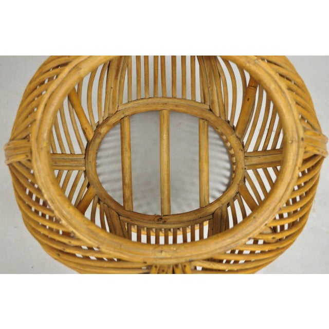 Wood Vintage Mid Century Modern Woven Wicker Franco Albini Style Rattan Plant Stand For Sale - Image 7 of 11