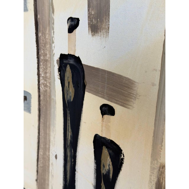 Two Men Art Canvas Painting Vintage Mid-Century Modern For Sale - Image 9 of 9