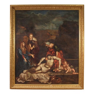 Italian Artist, Lamentation Over the Dead Christ, 1660, Oil on Canvas For Sale